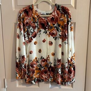 Craft &Barrows  Cardigan Floral Cream and Brown sweater